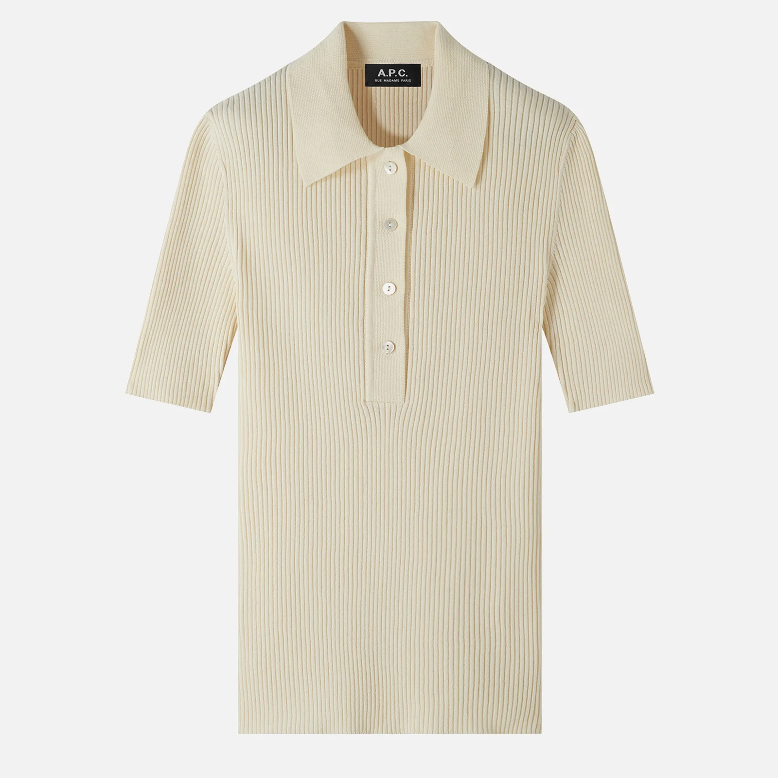 A.P.C Danae Ribbed Cotton-Jersey Polo Top - M Image 1
