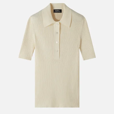 A.P.C Danae Ribbed Cotton-Jersey Polo Top - M