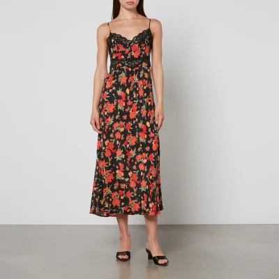 RIXO Amora Floral-Print Silk Midi Dress - L/UK 14