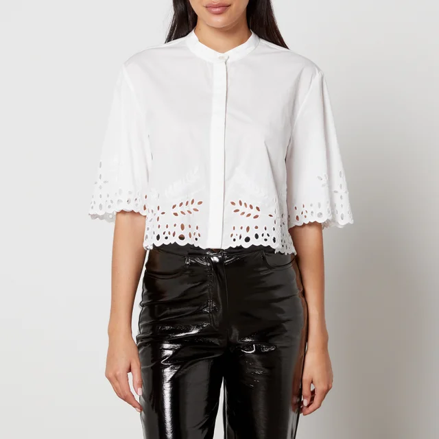 Marant Etoile Rommy Cropped Cotton Broderie Anglaise Blouse