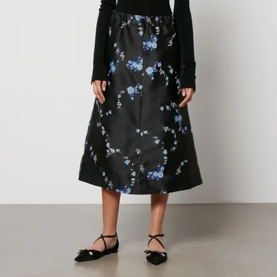 Ganni Floral-Jacquard Midi Skirt
