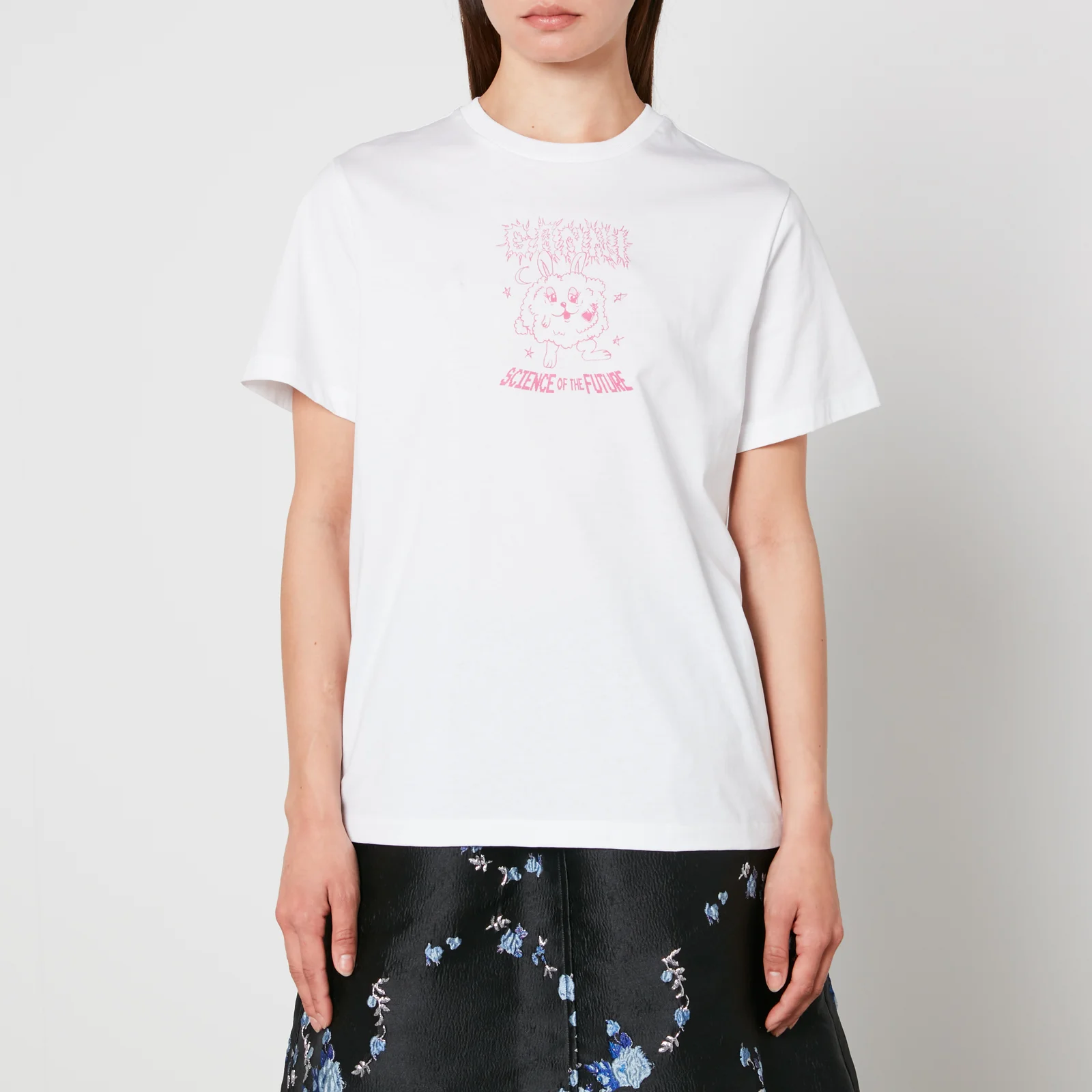 Ganni Basic Pink Bunny Organic Cotton Jersey T-Shirt Image 1