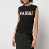 Ganni Logo-Jacquard Cotton-Blend Vest - Image 1