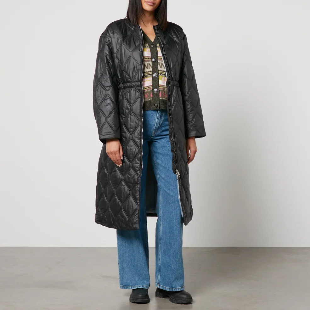 Ganni Shiny Long Quilted Shell Coat Image 1