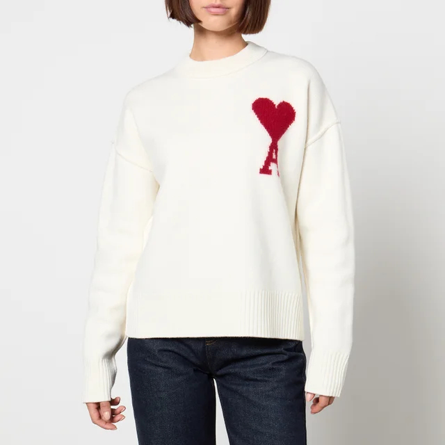 AMI De Coeur Logo-Intarsia Wool Sweatshirt