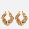 Crystal Haze Croissant Gold-Plated Hoop Earrings - Image 1
