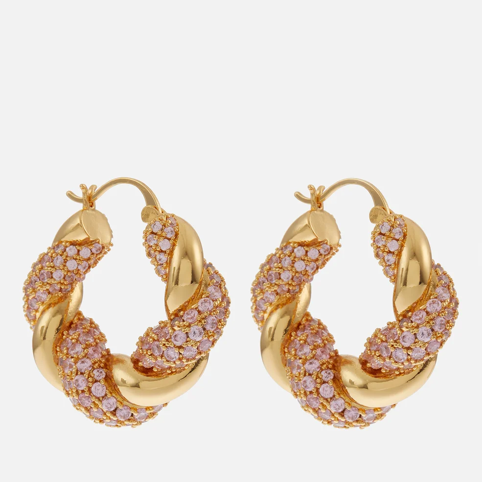 Crystal Haze Croissant Gold-Plated Hoop Earrings Image 1