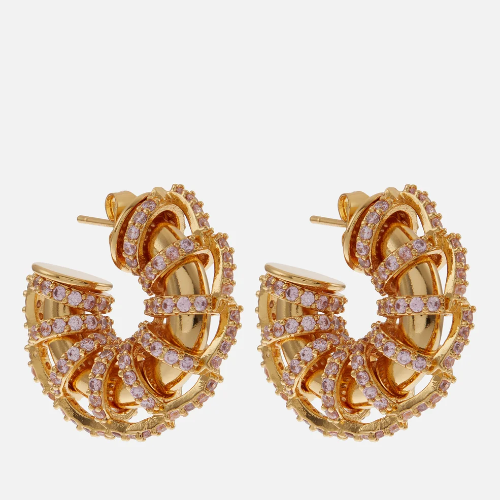 Crystal Haze Caterpillar Gold-Plated Hoop Earrings Image 1