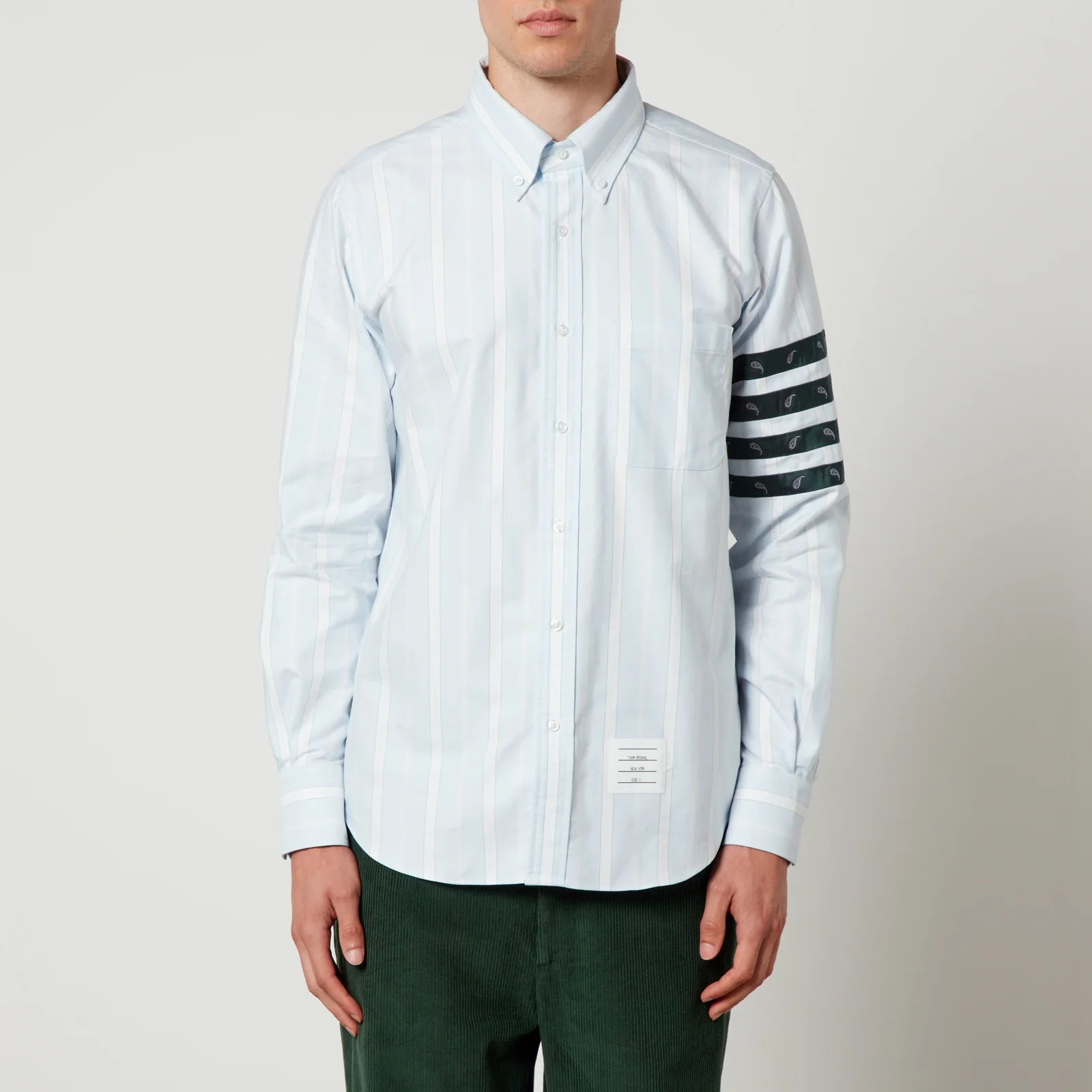 Thom Browne 4-Bar Paisley and Striped Silk Shirt Image 1