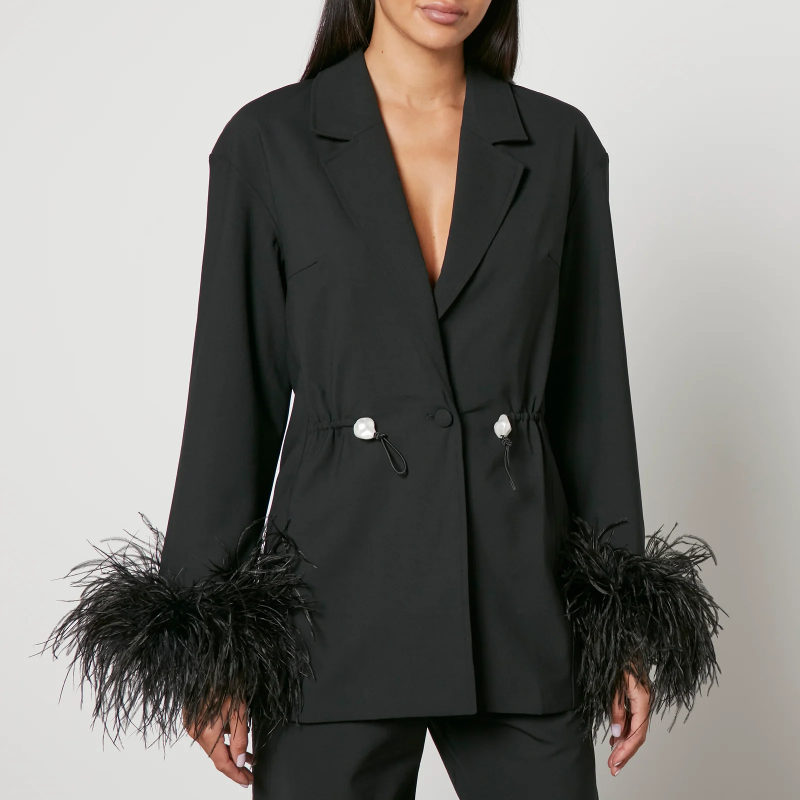 Sleeper Girl With Pearl Feather-Trimmed Crepe Blazer - S Image 1