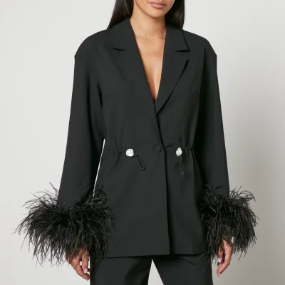 Sleeper Girl With Pearl Feather-Trimmed Crepe Blazer - S