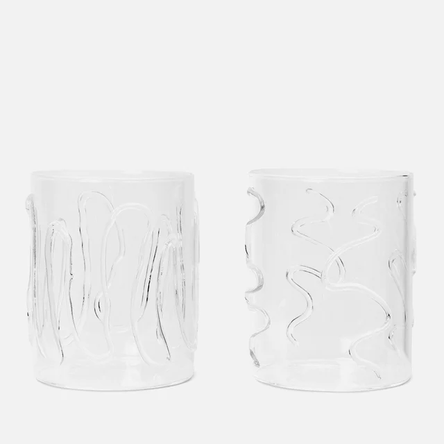 Ferm Living Doodle Glasses - Set of 2 - Tall - Clear