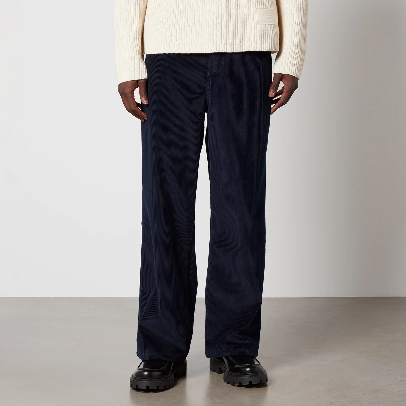 AMI Cotton-Corduroy Wide-Leg Trousers Image 1