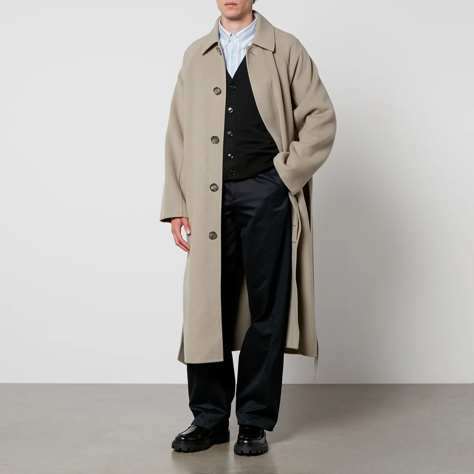 AMI Long Belted Wool and Cashmere-Blend Coat Image 1