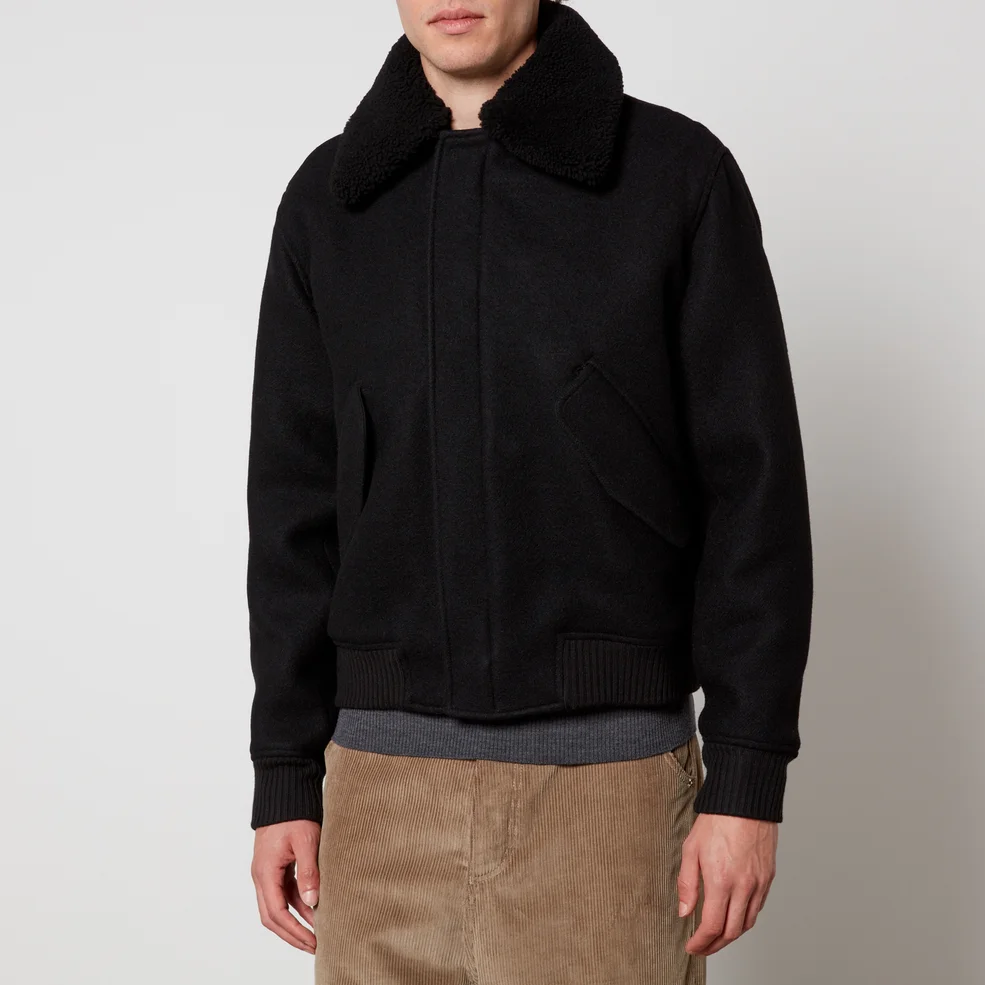 AMI Shearling Trimmed Wool Jacket - S Image 1