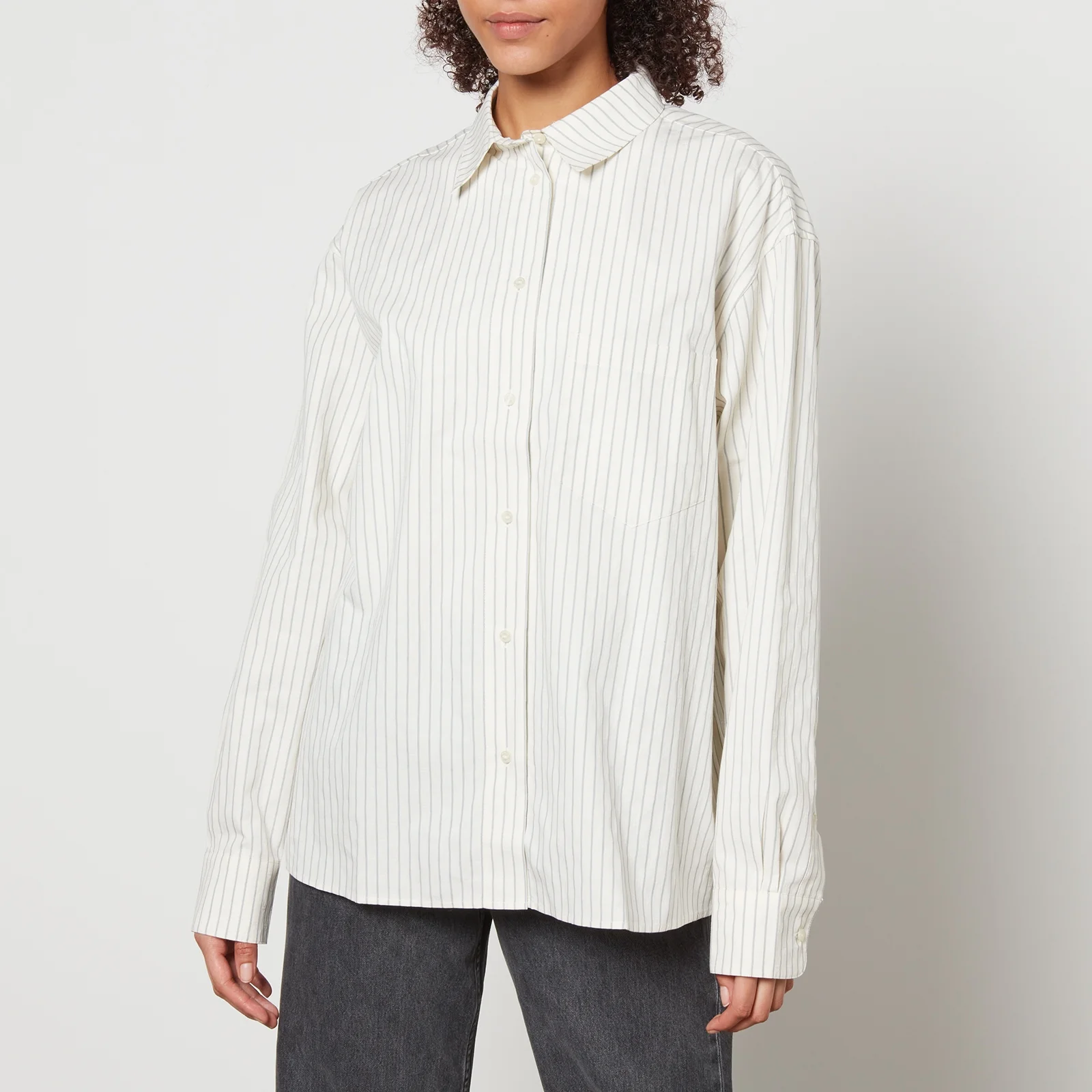Anine Bing Braxton Monogram Striped Cotton-Poplin Shirt Image 1