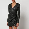 Anine Bing Joey Faux Leather Mini Wrap Dress - Image 1
