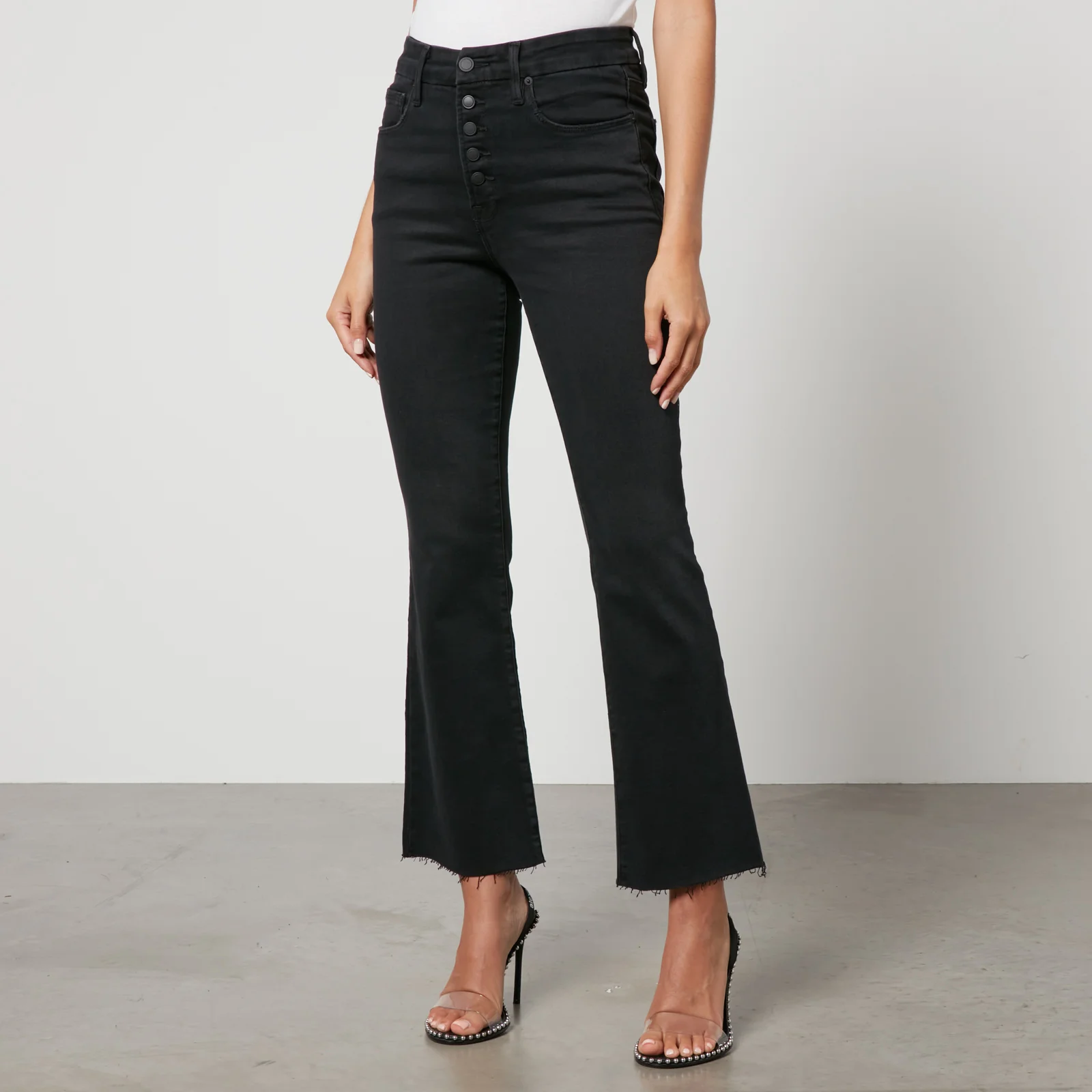 Good American Good Legs Cropped Denim Flared Jeans Image 1