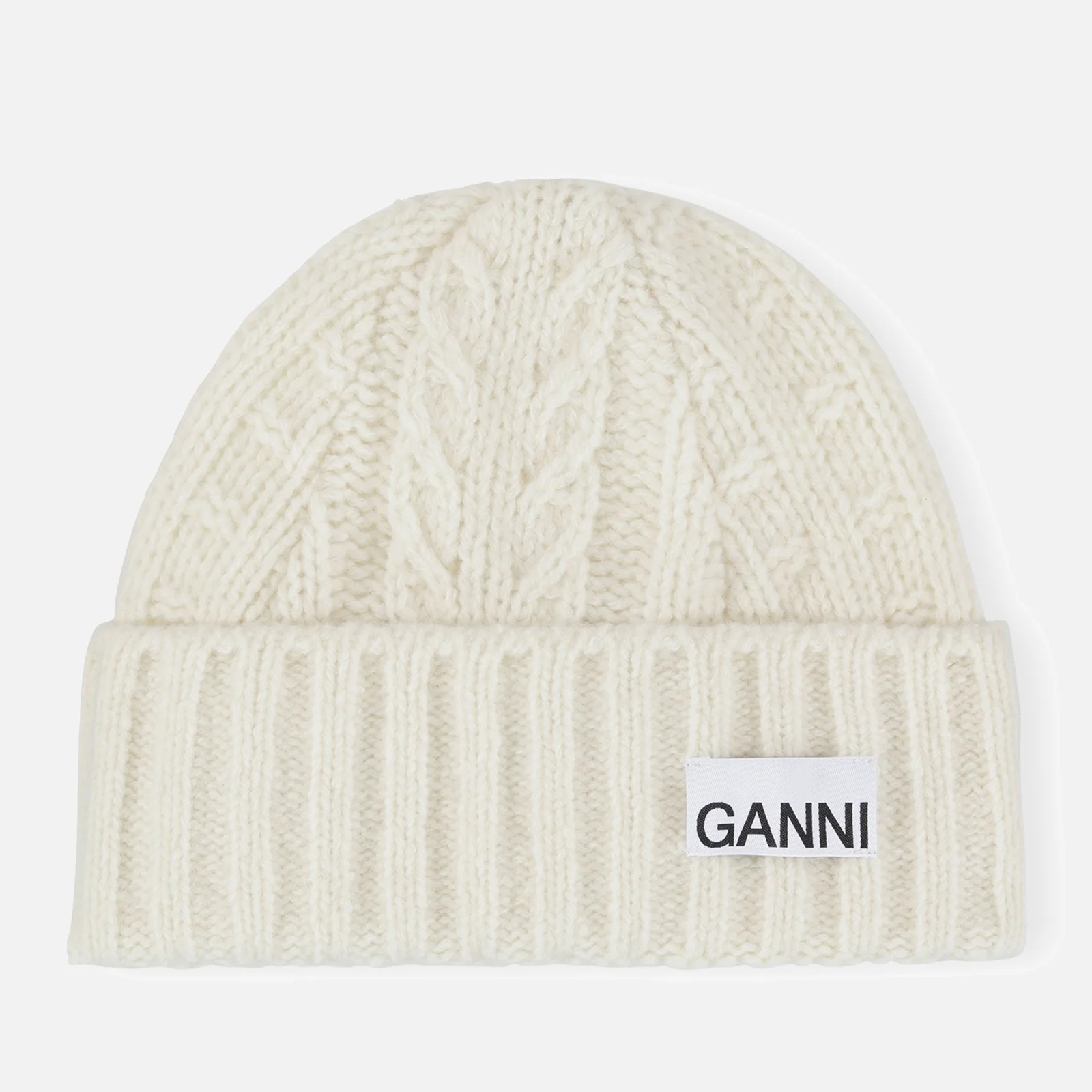 Ganni Cable-Knit Beanie Hat Image 1