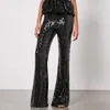 ROTATE Birger Christensen Sequinned Mesh Flared Trousers - Image 1