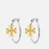 Tory Burch Small Eleanor Gold and Silver-Tone Hoop Earrings - Image 1