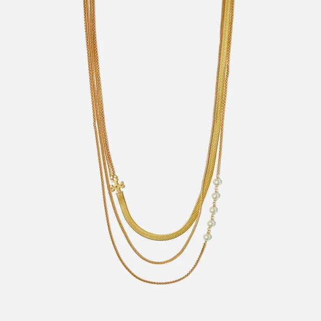 Tory Burch Kira Layered Gold-Plated Pearl Necklace