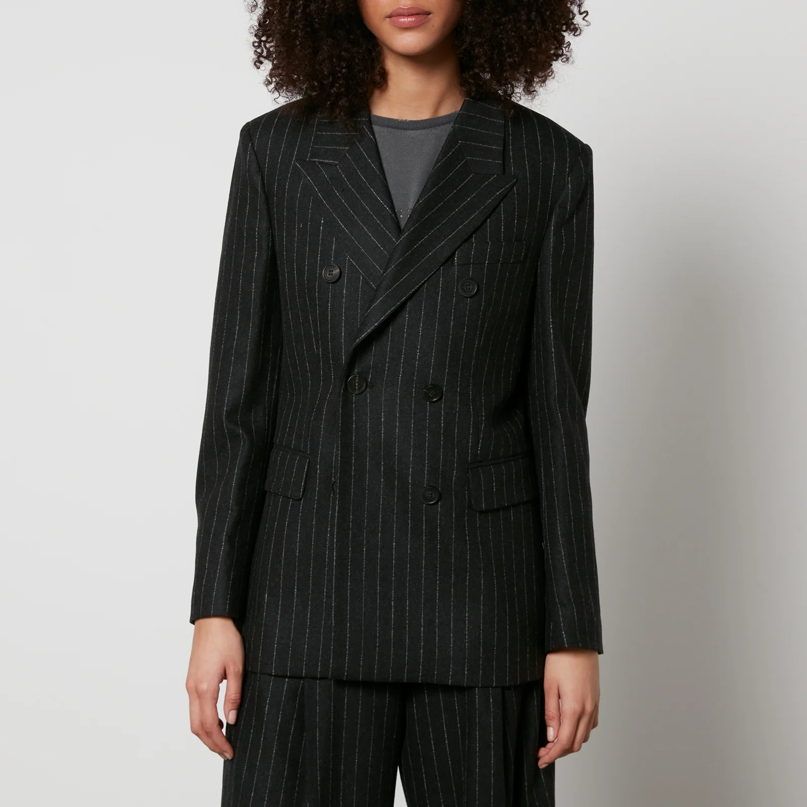Golden Goose Journey W's Double-Breasted Pinstriped Wool-Blend Blazer Image 1