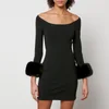 Alexander Wang Faux Fur Trimmed Jersey Off-Shoulder Mini Dress - Image 1