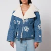 Tach Wilma Floral-Embrodiered Denim and Sherpa Jacket - Image 1