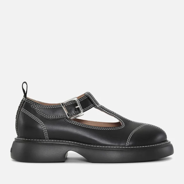 Ganni Women's Everyday Faux Leather Mary Jane Flats