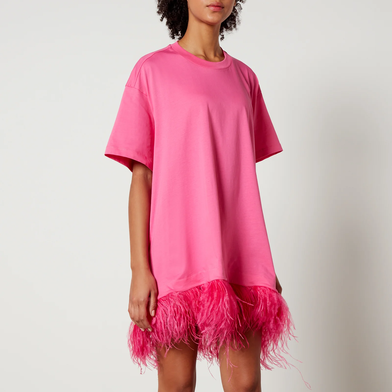Marques Almeida Ostrich Feather Hem Cotton-Jersey T-Shirt - XS Image 1