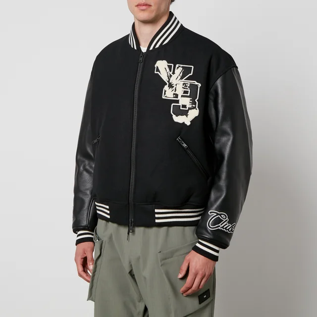 Y-3 Letterman Felt and Faux Leather Jacket