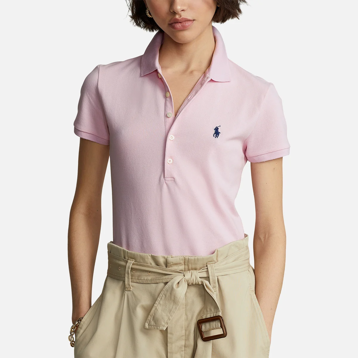 Polo Ralph Lauren Julie Cotton-Blend Piqué Polo Shirt Image 1