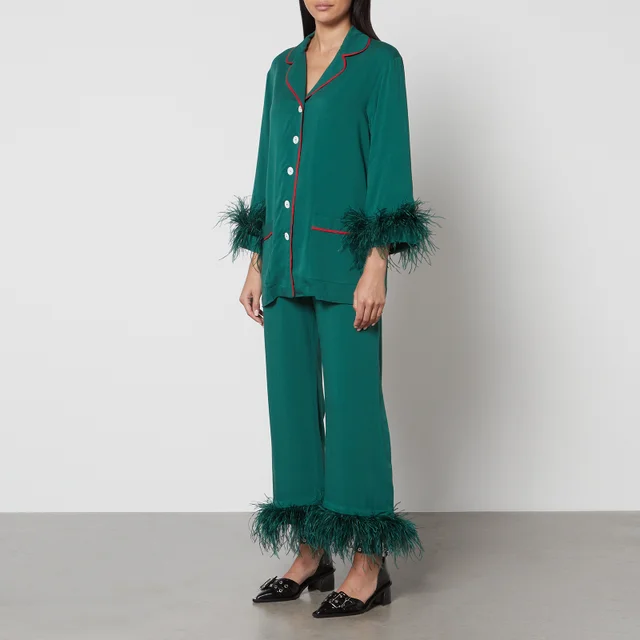 Sleeper Feather-Trimmed Woven Party Pyjama Set