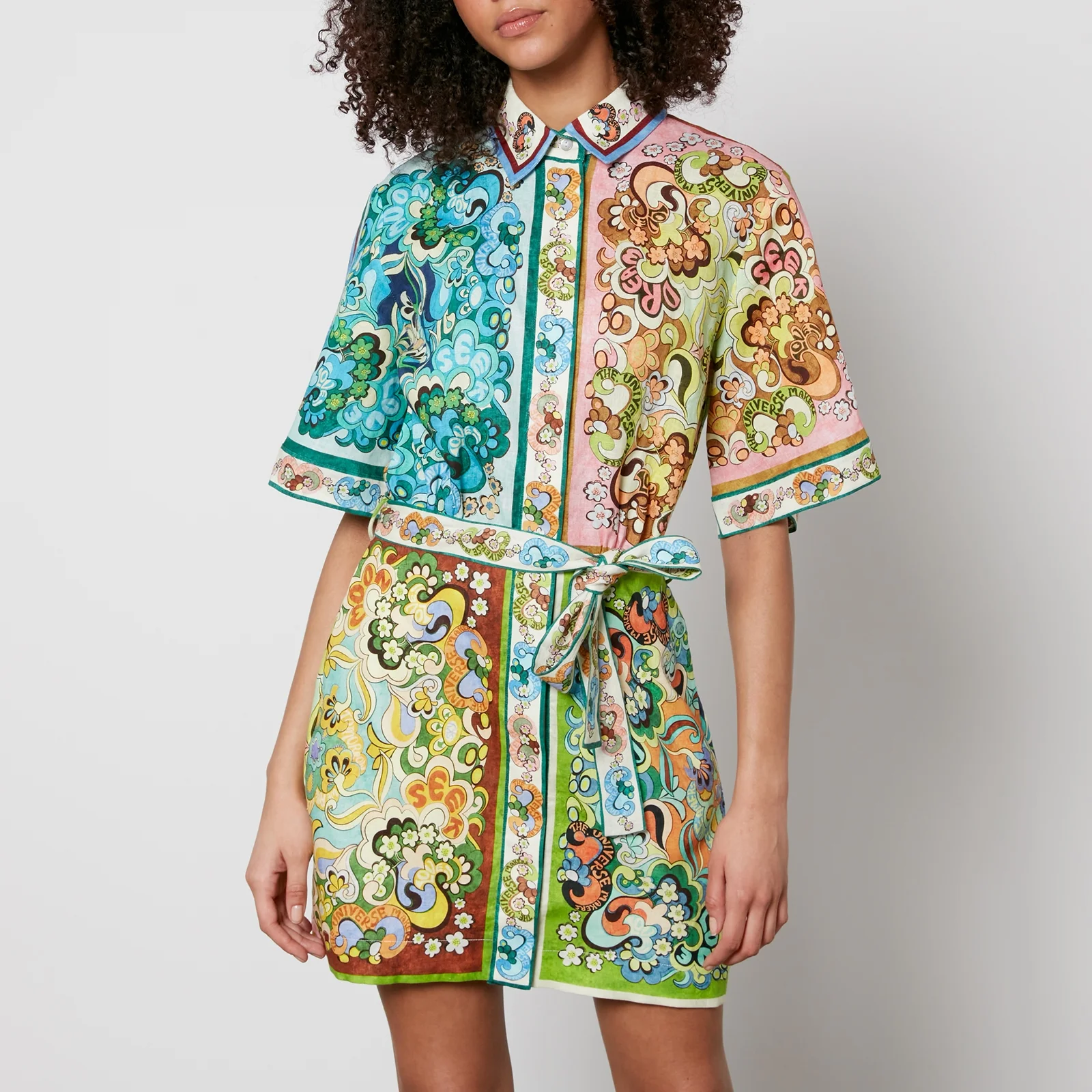 Alemais Dreamer Printed Linen Mini Dress Image 1