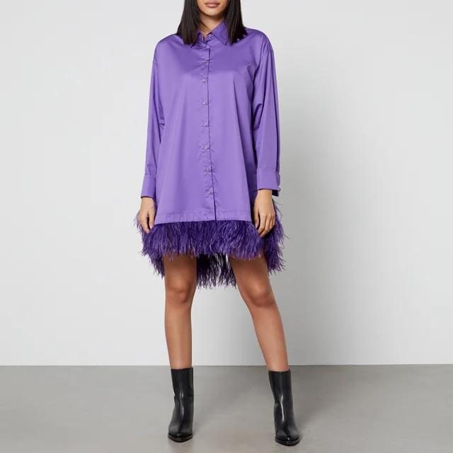 Marques Almeida Feather-Trimmed Cotton Shirt Dress