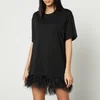 Marques Almeida Feather-Trimmed Cotton-Jersey T-Shirt Dress - S - Image 1