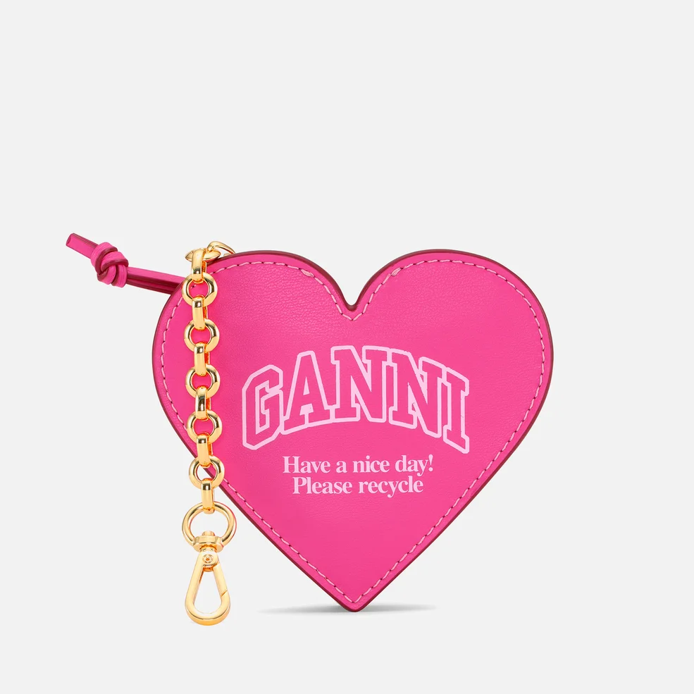 Ganni Funny Heart Leather Coin Purse Image 1