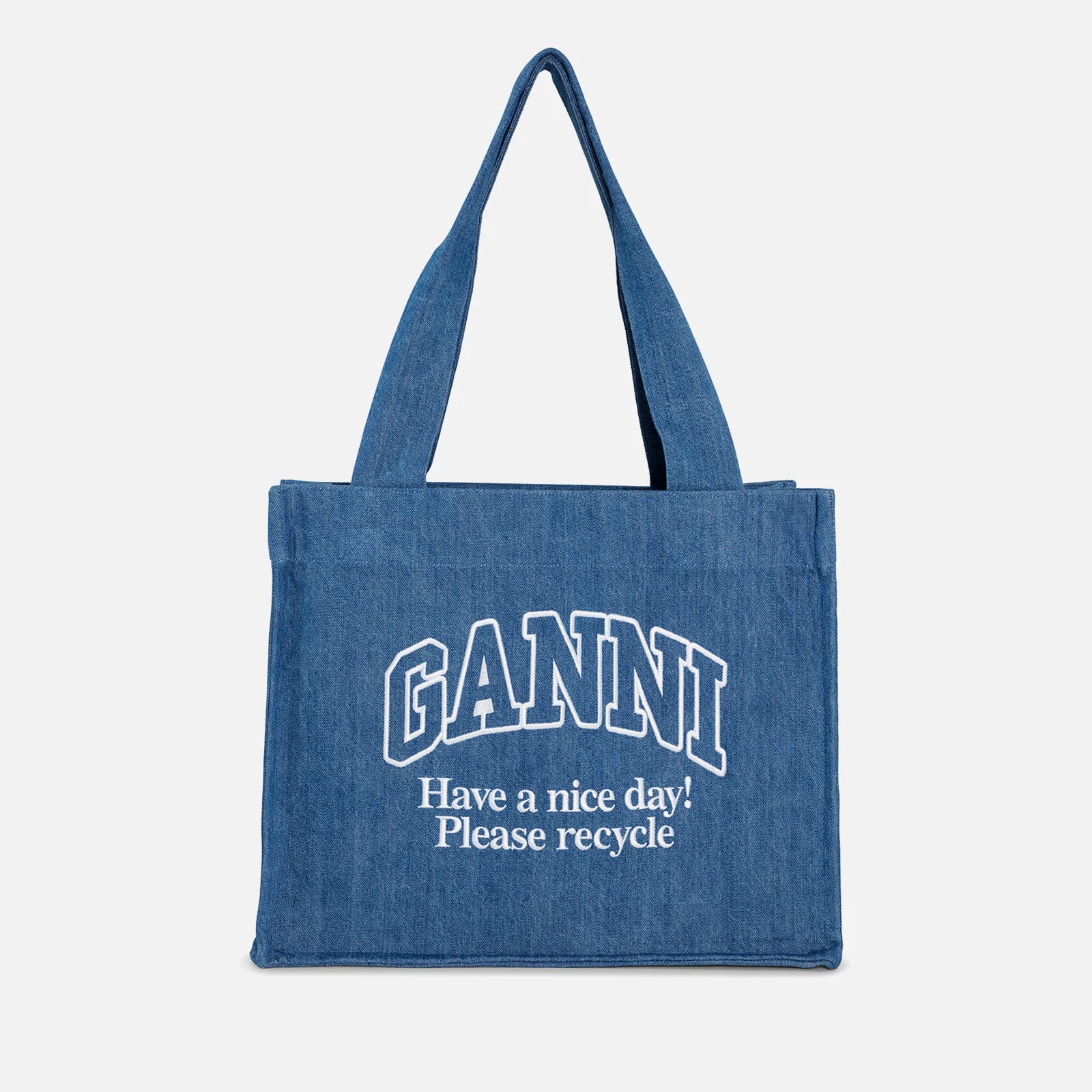 Ganni Large Easy Denim Tote Bag Image 1