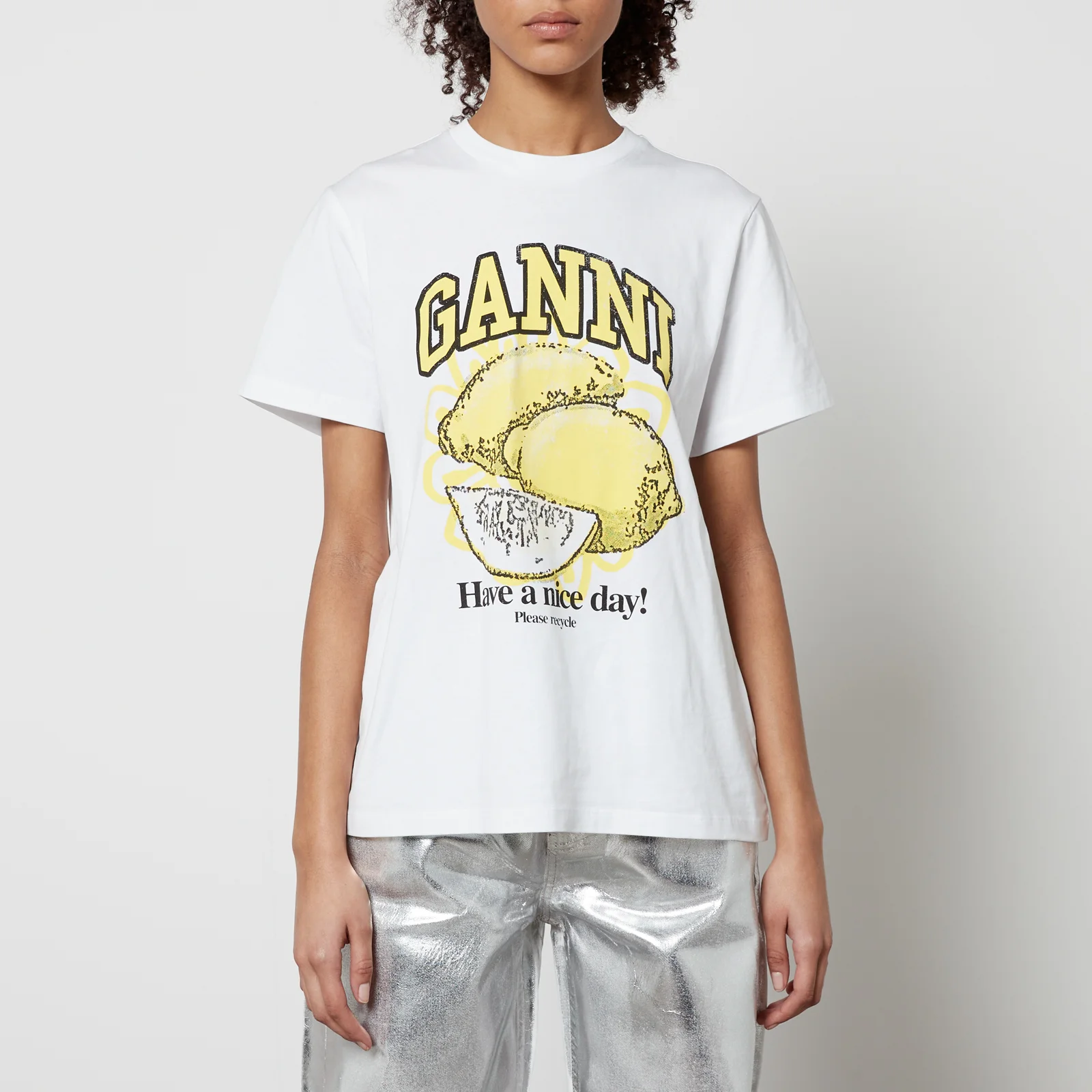 Ganni Lemon Organic Cotton T-Shirt Image 1