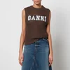 Ganni Logo Open-knit Cotton-Blend Vest - Image 1