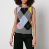 Ganni Harlequin Wool-Blend Vest - Image 1