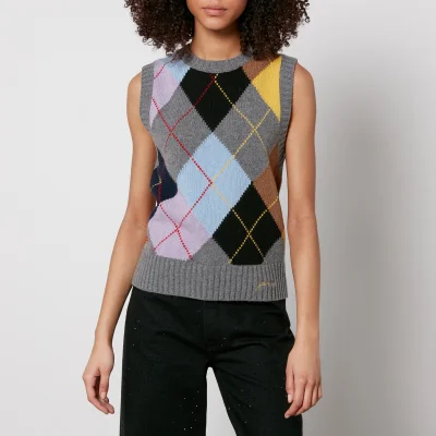 Ganni Harlequin Wool-Blend Vest