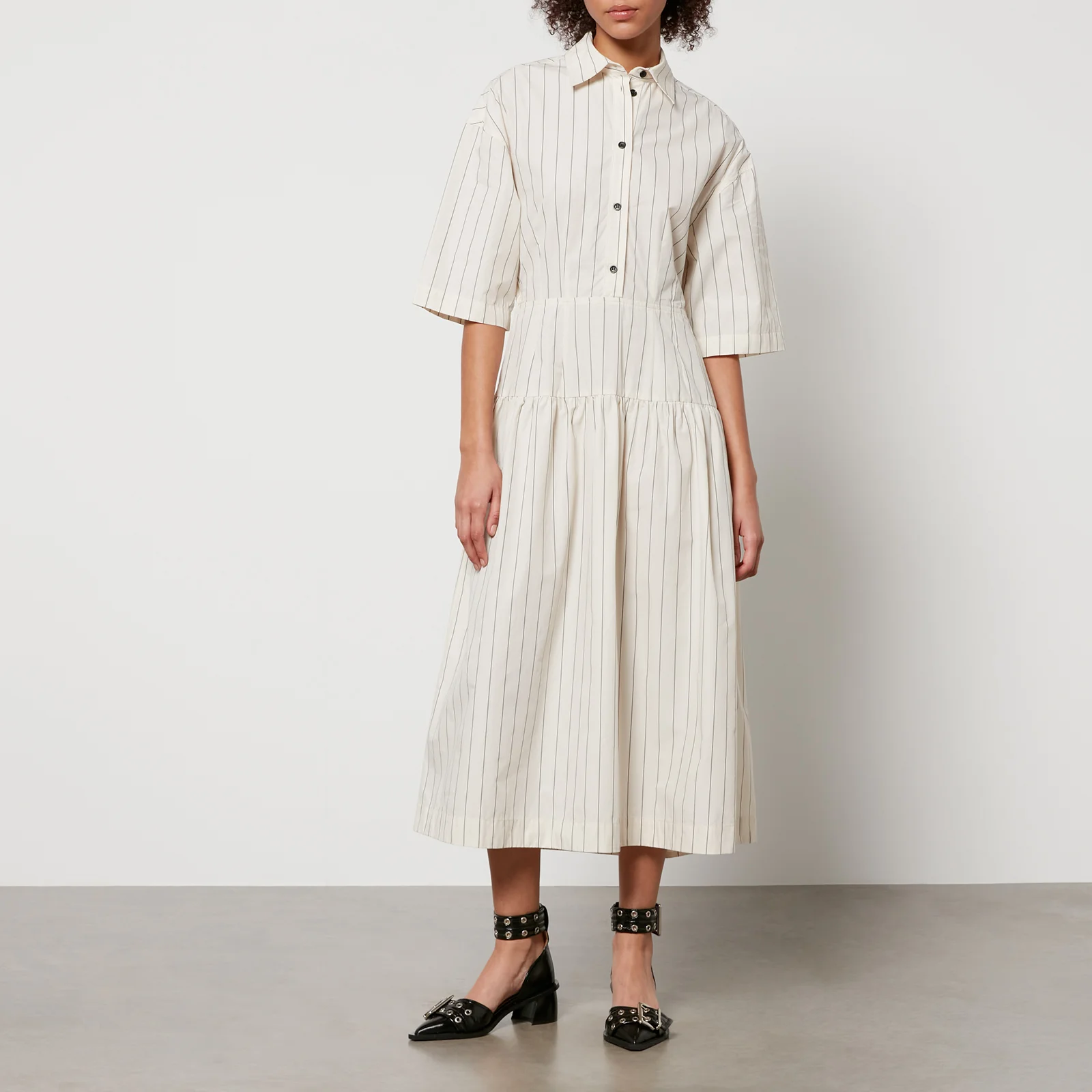 Stella Nova Striped Cotton-Poplin Midi Dress Image 1