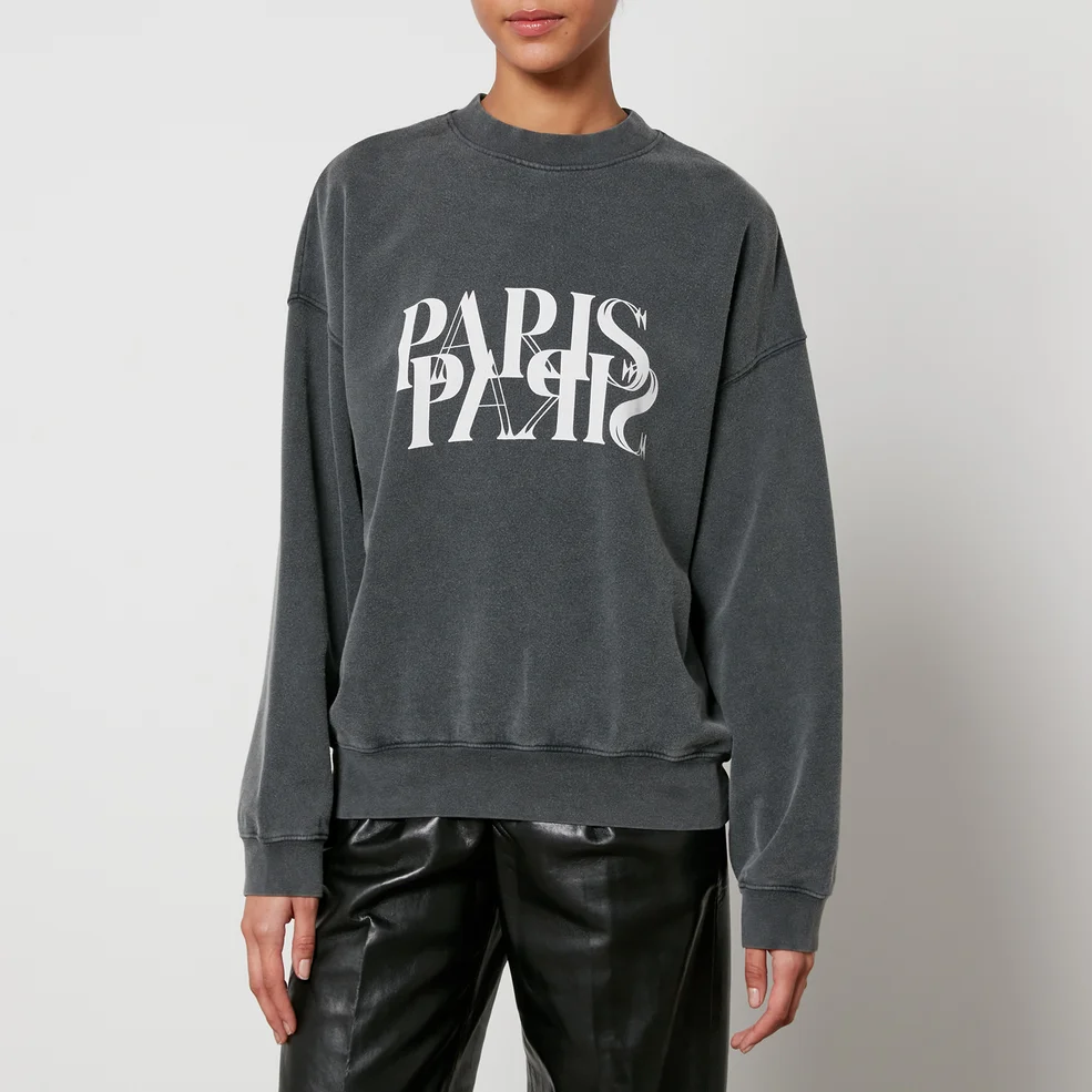Anine Bing Jaci Paris Cotton-Jersey Sweatshirt Image 1