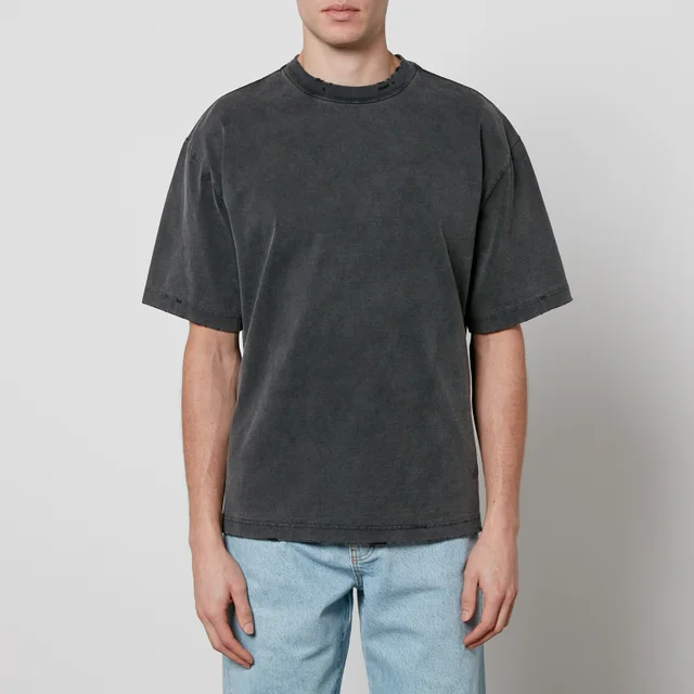 Axel Arigato Wes Distressed Embroidered Cotton-Jersey T-Shirt