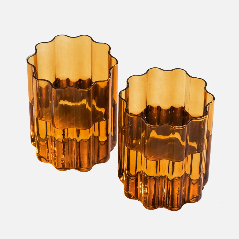 Fazeek Wave Glass - Set of 2 Amber Image 1