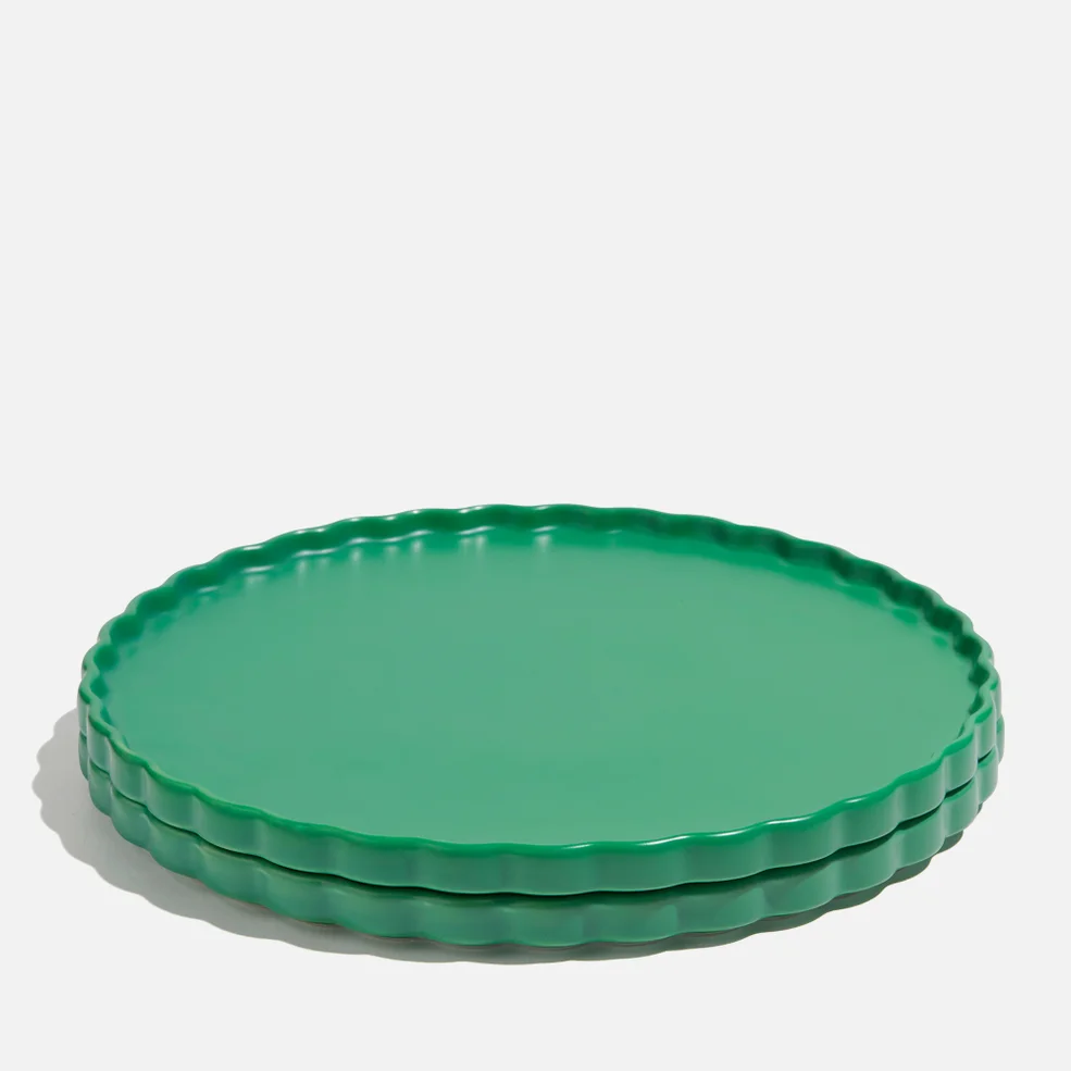 Fazeek Ceramic Dinner Plate - Set of 2 Forest Green Image 1