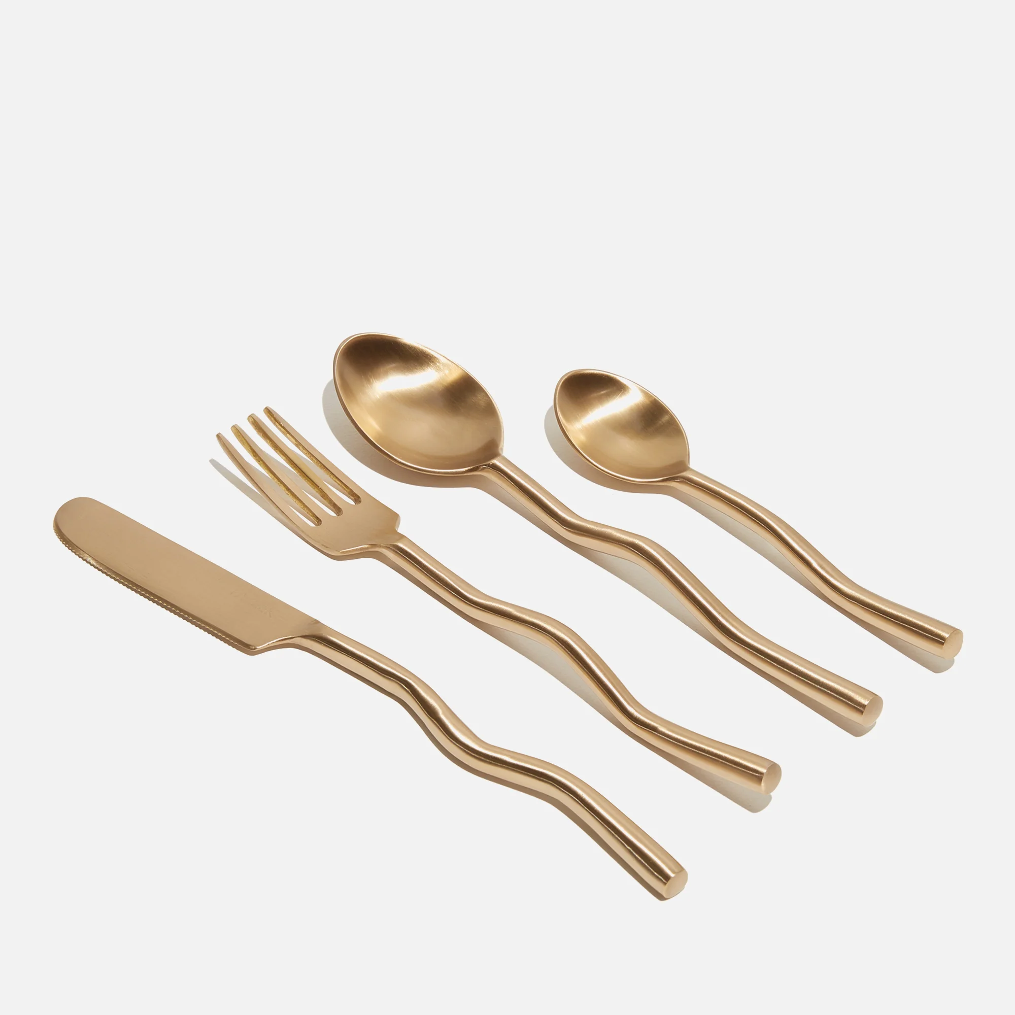 Fazeek Wave Cutlery - Matte Brass. 4 Piece Set Matte Brass Image 1