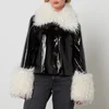 Kitri Bonnie Monogolian Fur-Trimmed Vinyl Jacket - XS - Image 1